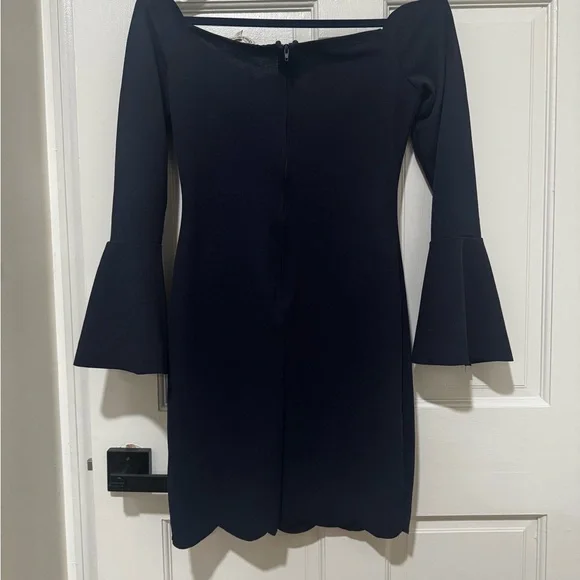 Elegant Black Dress with Flared Sleeves - Picture 2 of 2